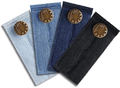 longziming - Jeans Verbreder - Tailleband vergroter - Knoopsgat Verlenger - Set van 4, zonder naaien of gereedschap - Verstelbaar van 2,5 tot 5 cm extra ruimte - Onzichtbaar onder kleding of riem - Geschikt voor jeans, rokken en jassen