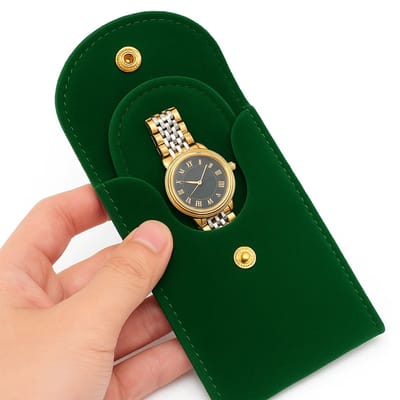 Premium Imitatie Suède Horloge Reisetui – Luxe Fluwelen Horlogepouch met Flip-Sluiting | Compacte Opbergzak voor 1 Horloge | Groen – 13×7 cm