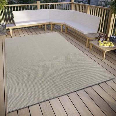 Flycarpets Pure Buitenkleed Beige - Vloerkleed Buiten - Laagpolig Tuinkleed, Tuintapijt, Buitentapijt - 76x150 cm