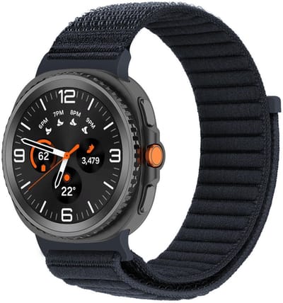 Nylon bandje - geschikt voor Samsung Galaxy Watch 8 (40mm) / Galaxy Watch 8 (44mm) / Galaxy Watch 8 Classic - klittenbandsluiting - donkergrijs