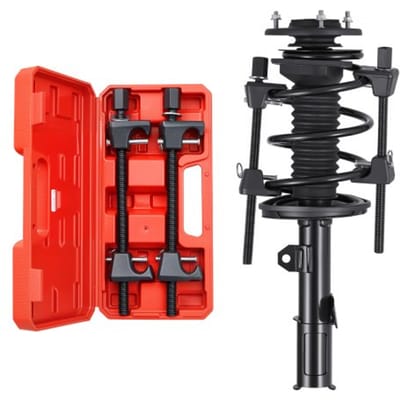VEVOR Strut Compressor (2 stuks). Robuuste schroefveercompressor met een bereik van 265 mm, compatibel met 22 mm inbussleutels, geschikt voor auto's, vrachtwagens en motoren. Zwart, draagvermogen 1200 kg.