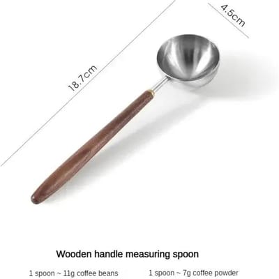 25ml Houten Handvat Roestvrij Staal Koffieschep Eetlepel Maatlepel Walnoothout Lang Handvat Koffielepels Café Decoratie