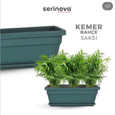 2 Kunststof bloembakken groen met drainage 9L + schaal 46x20 Kemer Rechthoekige bloempot plantenbak
