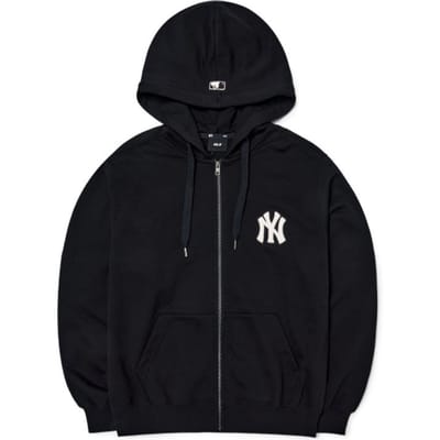 MLB Basic Logo New York Yankees Effen Logo Geborduurd Rits Hoodie Lange Mouwen Jas Unisex Hoodies Zwart 3ATRB0124-50BKS S black