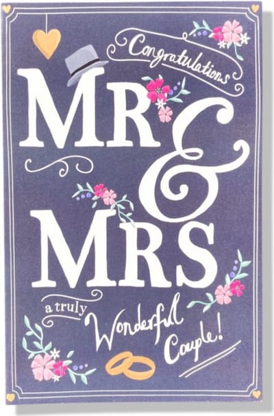 Getrouwd! Luxe huwelijk wenskaart Mr & Mrs Zwart wit - 12x17cm - Gevouwen kaart inclusief envelop - Huwelijkskaart