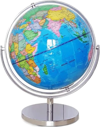 Wereldbol Roterend - Educatieve Aardbol - Leren Geografie - 720 Graden Rotatie - 25cm of 35cm - Blauw