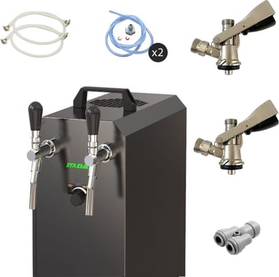 Complete set - Biertap - stream 50/K 2-kraans RVS, 50 liter/u, met membraanpomp - Biertap, Beertender, Thuistap, Bierkoeler .