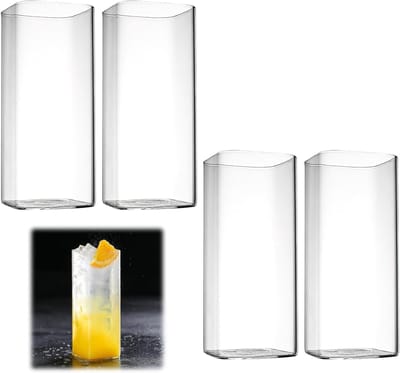 Set van 4 Elegante Transparante Drinkglazen van 400 ml - Ideaal voor Water, Sap en Cocktails - Perfect voor Feesten en Bargebruik