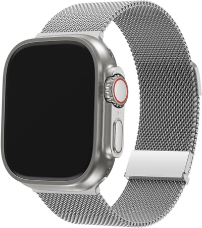 BALR Milanese bandje geschikt voor Apple Watch 44mm / 45mm / 49mm – Zilver – Apple Watch 1/2/3/4/5/6/8/9/10/11/SE(2-3)/Ultra(2-3)