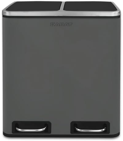 Vuilnisemmer met 2 vakken en scheidingssysteem voor keuken en kantoor – 60 liter, antraciet