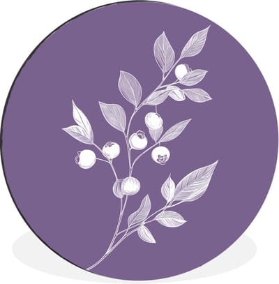 WallCircle - Wandcirkel - Muurcirkel - Tak - Sierlijk - Bladeren - Minimalistisch - Aluminium - Dibond - 30x30 cm - Binnen en Buiten