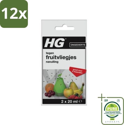 HG X - Fruitvliegjesval Navulling - Goed Voor 4 Maanden - 2 Vallen - Voordeelverpakking - 12 stuks - Fruitvliegjesval - Fruitvliegjes