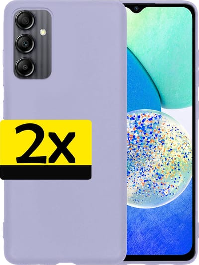 Hoesje - 2 Stuks - Geschikt voor Samsung Galaxy A14 - Sterk & Shockproof - Case Siliconen - Back Cover - Telefoon Hoes - Telefoonhoesjes - Lila