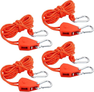 Reflecterende Scherpe Lijnen Set van 4 Stuks, Verstelbare Touwratel, Reddertouw met Spanner voor Tentophang, Plantenverlichting en Zonneschermen