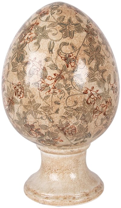 Clayre & Eef Decoratie Beeld Ei Ø 17x28 cm Beige Keramiek