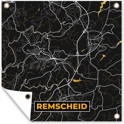 Tuin poster Remscheid - Stadskaart - Kaart - Plattegrond - Duitsland - Goud - 200x200 cm - Tuindoek