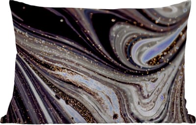 Buitenkussens - Marmerlook - Zwart - Goud - Wit - Glitter - Marmer - 60x40 cm - Weerbestendig