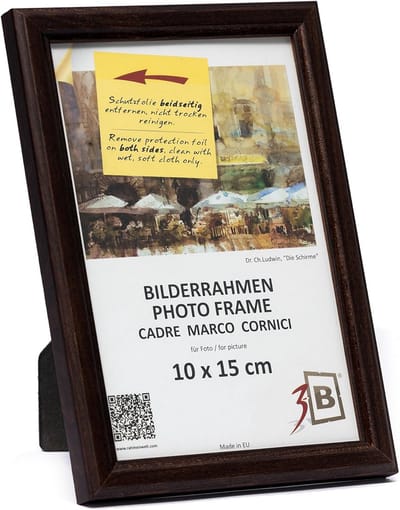 Houten Fotolijst Donkerbruin 10x15 cm - Rechthoekige Portretlijst met Acrylglas