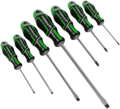 Schroevendraaier Set - Handgereedschap Set - Klus Klussen - Ergonomische Handgrepen - 7 Delig - Groen