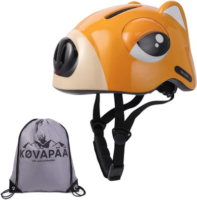 Køvapää® Oranje Wasbeer Fietshelm Kinderen - Maat 49-53 CM - 2 t/m 5 jaar - XS/S - Fietshelm Jongens- Fietshelm Meisjes - Fietshelm Kind