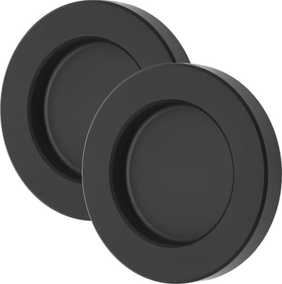 SOTECH 2s schuifdeurgreep TAYO zwart Ø 70 x 10 mm zelfklevend (3M VHB), glasdeurgreep van aluminium, greepschaal voor glas- & kamerdeuren