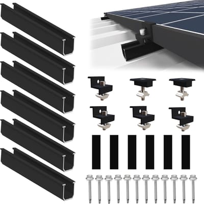 Zonnepaneelhouder voor 2 Module met 12 cm Rail en Verstelbare Klemmen