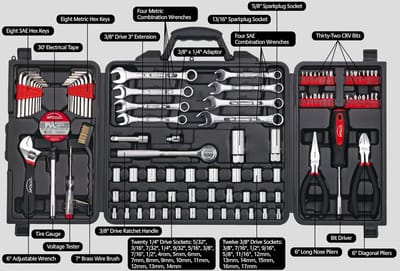 Gereedschapsset - Mechanisch gereedschap - Noodreparaties - 101 Delig - Compacte koffer - Zwart