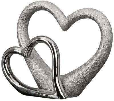 Gilde Handwerk - Beeld - Sculptuur - Two hearts - Porselein- Zilver