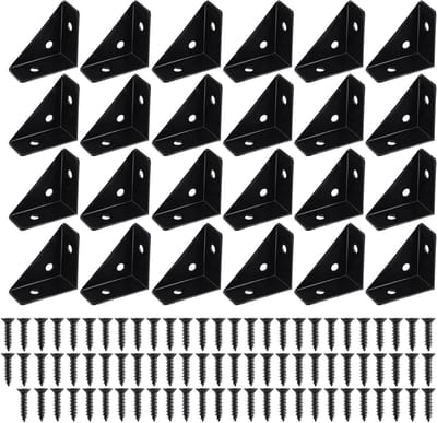 Hoekbeugels 38 x 38 mm - 24 Stuks Met 80 Schroeven, 90 Graden Metaal Hoekverbinder Voor Bedrand en Meubelconstructie