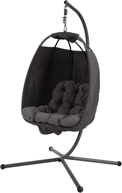 Comfortabele Inklapbare Hangstoel met Frame voor Buiten en Binnen - Donkergrijs