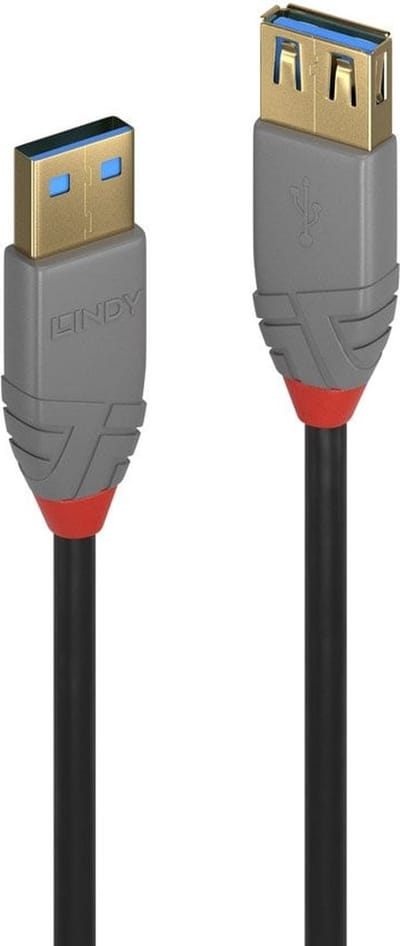 LINDY 36760 USB-kabel USB 3.2 Gen1 USB-A stekker, USB-A bus 0.50 m Zwart