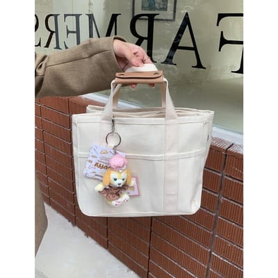 Koreaanse Versie van Casual Commuting Handtas Uit voor Lichtgewicht Mama Canvas Tas Eén-schouder Crossbody Tas Grote Capaciteit Draagtas voor Vrouwen gray