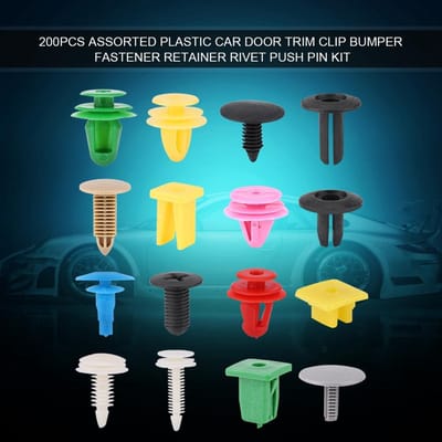 200 stuks Gemengde Plastic Deurpaneelclip voor Auto Bumper Bevestigingsclip Retainer Klinknagel Druknagel Set blue