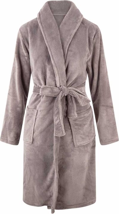 Unisex badjas fleece - sjaalkraag - grijs - badjas heren - badjas dames - maat S/M