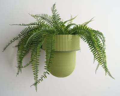 STERKSTAEL Eco Pot Flora M Matcha Green – bloempot voor aan de wand – bloempot voor binnen – zwevende bloempot – bloempotten binnen – plantenbak - diameter 15 cm – kleur pot Lichtgroen – kleur houder Salie Groen
