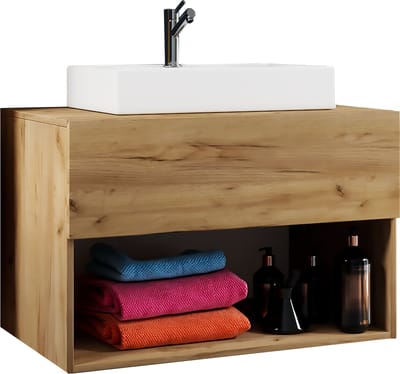 VCM 2-tlg. Waschtisch | Breite 80 cm|Waschplatz Badmöbel Waschbecken Bad Schrank Keramik Lendas ll