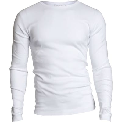 Garage 303 - Semi Bodyfit T-shirt ronde hals lange mouw wit S 100% katoen 1x1 rib