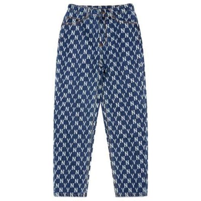 MLB New York Yankees Letterprint Jeans Unisex Broek Blauw 3ADPM0421-50BLS S blue
