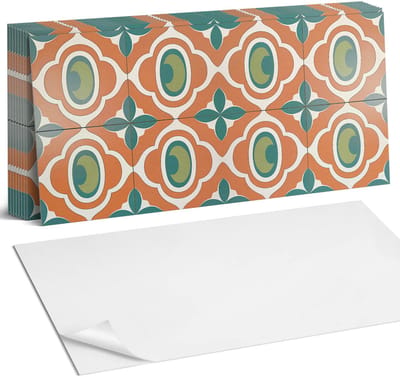 Coloray Plaktegels - Mozaïekpatroon met plantenmotief Zelfklevende Wandtegels - 40 cm x 20 cm - Groente Plaktegels - 10 stuks - Rechthoek PVC Tegels - Plaktegels Badkamer - Vloertegels Zelfklevend - Vinyl Tegels - Portugese Tegels