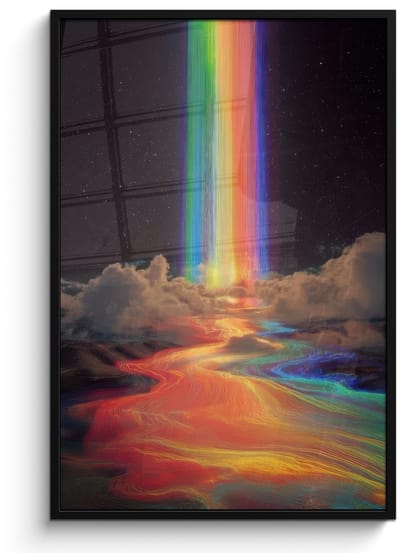 Poster in lijst - Fotolijst 80x120 cm - Posters - Regenboog - Verticaal - Sterrenhemel - Wolken - Posterlijst zwart - Decoratie - Wanddecoratie woonkamer - Muurdecoratie slaapkamer