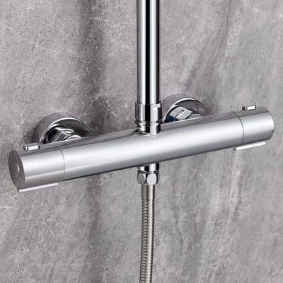 Auralum Max Thermostatische Douchekraan - 15 cm - Douchemengkraan met 2 Uitgangen - Met CoolTouch technologie - Inclusief koppelingen - Waterbesparend - Chroom