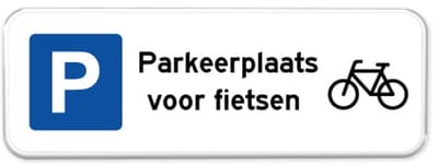 Parkeerbord Fietsen - Weerbestendig Aluminium - 40x15 cm - Bevestiging: Zonder bevestiging (alleen het bord)