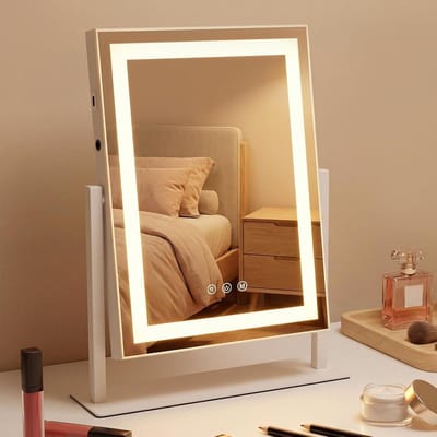 Make-upspiegel met Verlichting - Hollywood Spiegel Vanity Spiegel - Make-up Aanbrengen - Drie Kleurmodi - 46.5 x 35 cm - Wit