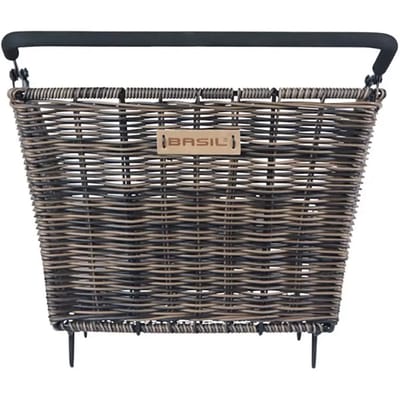 Basil Cento Rattan Look Multi System Fietsmand - Achter - Kunststof rotan - Bruin -22 Liter