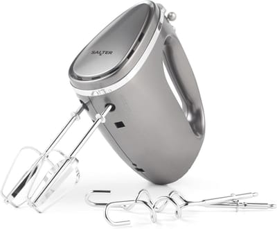 Elektrische Handmixer met Kloppers en Deeghaken - 5 Snelheden & Turbofunctie - Voor het Mixen, Kloppen, en Mengen van Voedsel - Grijs