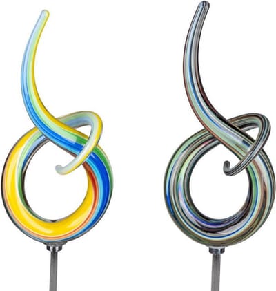 tuinsteker glas - perfect - mond geblazen- 1 willekeurige kleur - 139 cm incl staaf glasdecoratie tuin