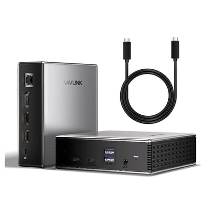 Wavlink Ultra USB-C Docking Station met 2 x HDMI – 1 x Displayport – Ethernet – Audio In/Uit – 2 x USB-A – 1 x USB-C - 125W opladen