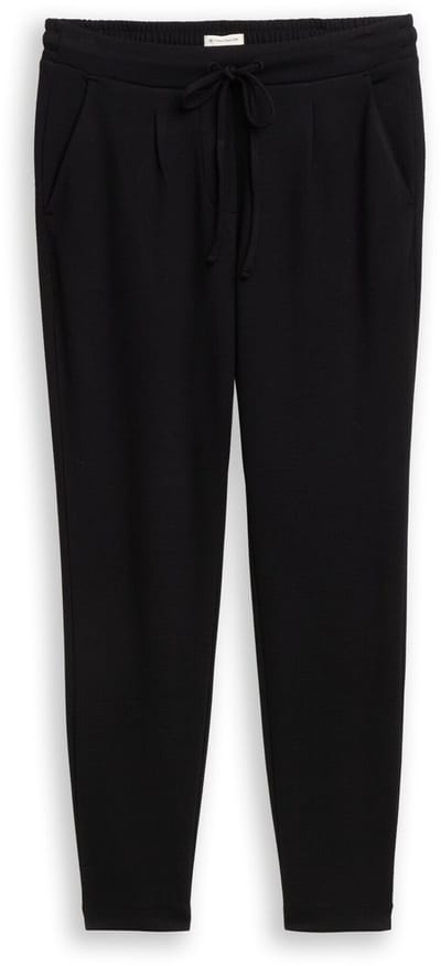 Tom Tailor - Losse, slanke jacquardbroek met trekkoord - Maat 34/30 - deep black