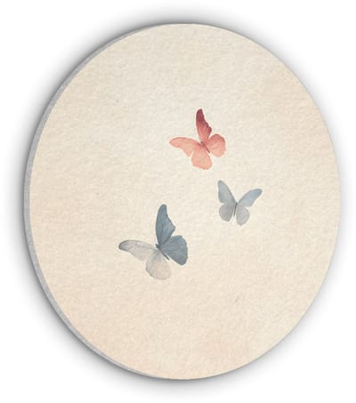 Akoestisch wandpaneel rond 50x50 cm - Vilt schilderij Vlinders - Minimalistisch - Roze - Ronde akoestische panelen - Geluidsdempende wanddecoratie - Geluidsisolatie wandcirkel - Muurdecoratie geluidspanelen