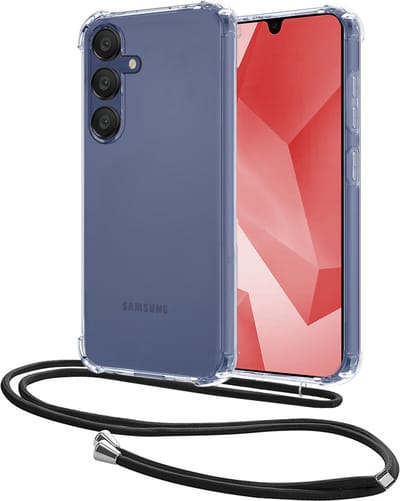 Hoesje - Geschikt voor Samsung Galaxy A16 - Met Koord - Shock Proof - Siliconen Case - Back Cover - Telefoonkoord - Telefoon Hoes Shockproof - Telefoonketting - Transparant